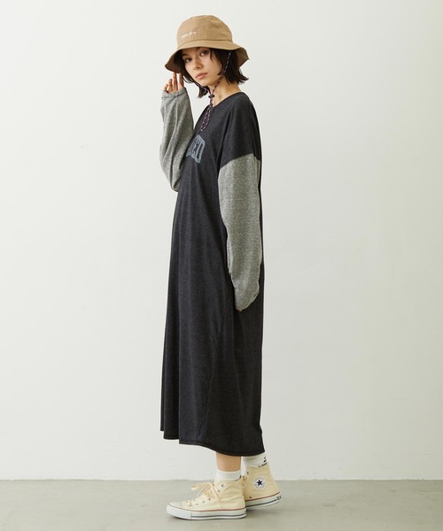 MILKFED.(ミルクフェド)の「COLLEGE LOGO LONG DRESS(ワンピース・レディース・ブラック/ブラウン/ネイビー・ONE SIZE)」の5枚目の写真