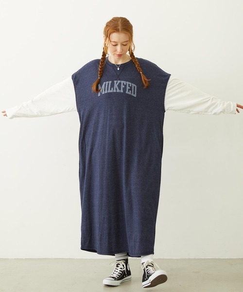 MILKFED.(ミルクフェド)の「COLLEGE LOGO LONG DRESS(ワンピース・レディース・ブラック/ブラウン/ネイビー・ONE SIZE)」の11枚目の写真