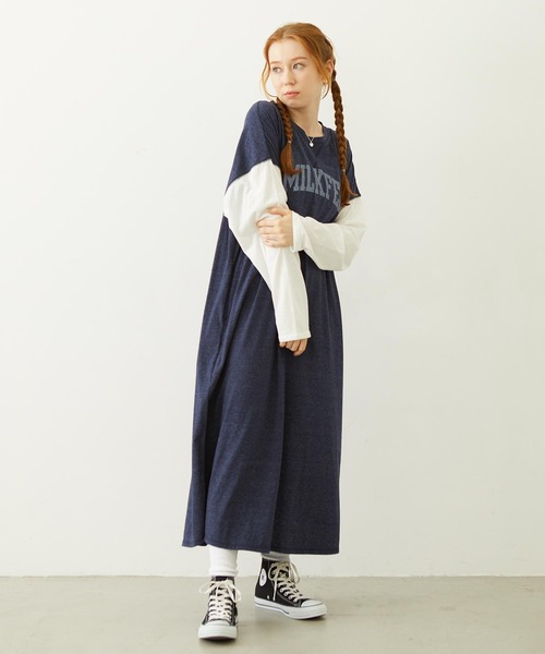 MILKFED.(ミルクフェド)の「COLLEGE LOGO LONG DRESS(ワンピース・レディース・ブラック/ブラウン/ネイビー・ONE SIZE)」の14枚目の写真