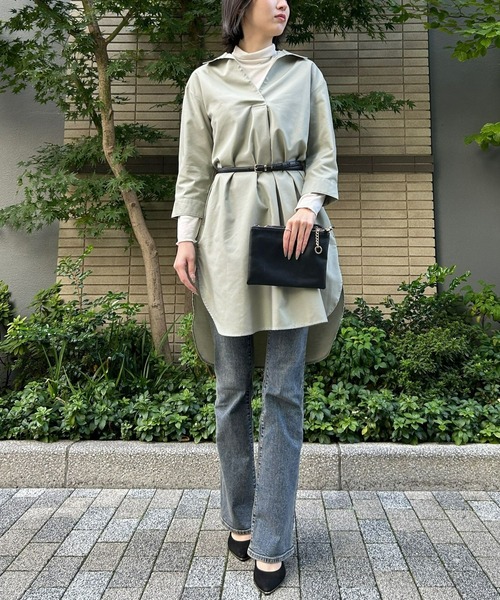 etre pret(エトレプレ)の「オックスフォードシャツワンピース(シャツワンピース・レディース・グレー/ベージュ/グリーン・11号/9号/7号)」の3枚目の写真