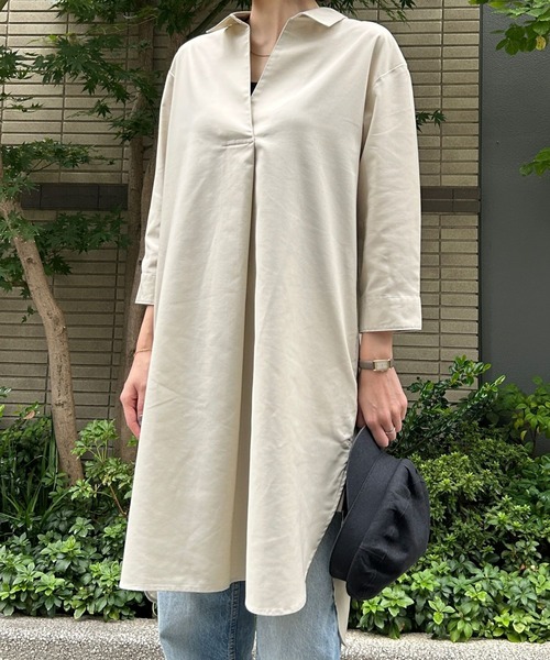 etre pret(エトレプレ)の「オックスフォードシャツワンピース(シャツワンピース・レディース・グレー/ベージュ/グリーン・11号/9号/7号)」の13枚目の写真