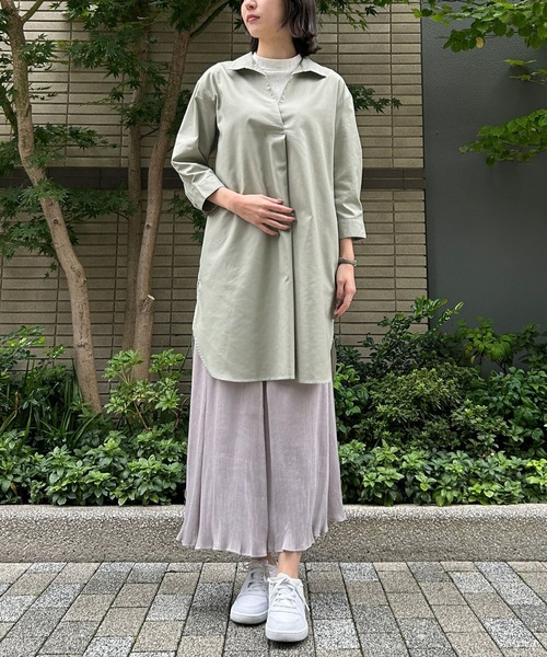 etre pret(エトレプレ)の「オックスフォードシャツワンピース(シャツワンピース・レディース・グレー/ベージュ/グリーン・11号/9号/7号)」の21枚目の写真