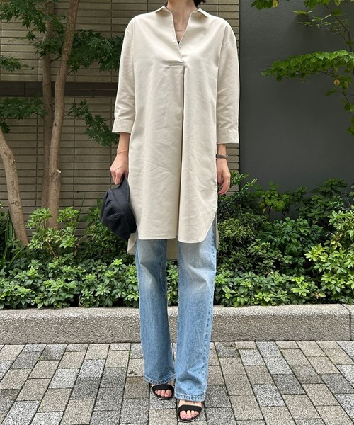 etre pret(エトレプレ)の「オックスフォードシャツワンピース(シャツワンピース・レディース・グレー/ベージュ/グリーン・11号/9号/7号)」の15枚目の写真