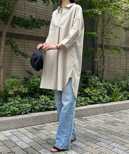 etre pret(エトレプレ)の「オックスフォードシャツワンピース(シャツワンピース・レディース・グレー/ベージュ/グリーン・11号/9号/7号)」の16枚目の写真
