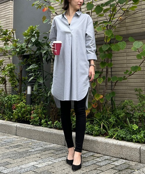 etre pret(エトレプレ)の「オックスフォードシャツワンピース(シャツワンピース・レディース・グレー/ベージュ/グリーン・11号/9号/7号)」の7枚目の写真