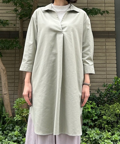 etre pret(エトレプレ)の「オックスフォードシャツワンピース(シャツワンピース・レディース・グレー/ベージュ/グリーン・11号/9号/7号)」の18枚目の写真