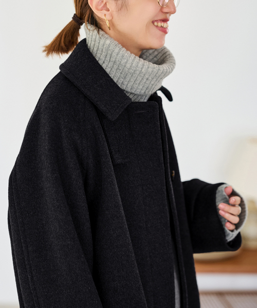 FRAMeWORK（フレームワーク）の「≪追加≫ラムウールMIXシャルムバルカラーコート 2（ステンカラーコート・レディース・グレー/ブラック/チャコールグレー/ネイビー・38/36）」の13枚目の写真