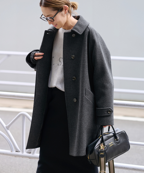 FRAMeWORK（フレームワーク）の「≪追加≫ラムウールMIXシャルムバルカラーコート 2（ステンカラーコート・レディース・グレー/ブラック/チャコールグレー/ネイビー・38/36）」の18枚目の写真
