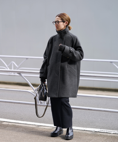 FRAMeWORK（フレームワーク）の「≪追加≫ラムウールMIXシャルムバルカラーコート 2（ステンカラーコート・レディース・グレー/ブラック/チャコールグレー/ネイビー・38/36）」の19枚目の写真