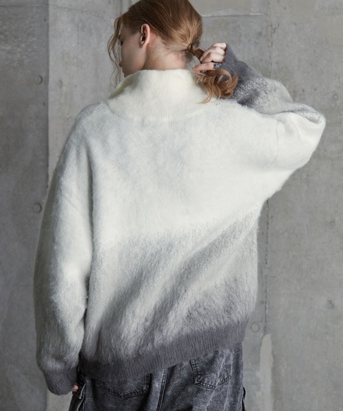 SERACE(セラス)の「【SERACE】Loose shaggy gradation drivers knit / ルーズシャギーグラデーションドライバーズニット(ニット/セーター・メンズ・ホワイト/ブラック/ブルー・L/M/S)」の7枚目の写真