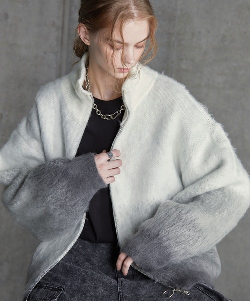 SERACE(セラス)の「【SERACE】Loose shaggy gradation drivers knit / ルーズシャギーグラデーションドライバーズニット(ニット/セーター・メンズ・ホワイト/ブラック/ブルー・L/M/S)」の14枚目の写真