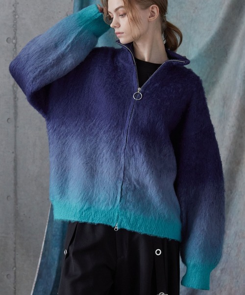SERACE(セラス)の「【SERACE】Loose shaggy gradation drivers knit / ルーズシャギーグラデーションドライバーズニット(ニット/セーター・メンズ・ホワイト/ブラック/ブルー・L/M/S)」の7枚目の写真