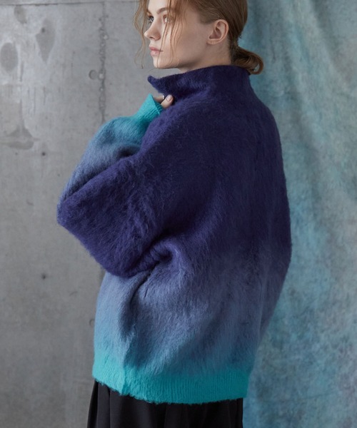 SERACE(セラス)の「【SERACE】Loose shaggy gradation drivers knit / ルーズシャギーグラデーションドライバーズニット(ニット/セーター・メンズ・ホワイト/ブラック/ブルー・L/M/S)」の8枚目の写真
