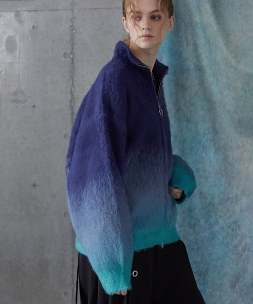 SERACE(セラス)の「【SERACE】Loose shaggy gradation drivers knit / ルーズシャギーグラデーションドライバーズニット(ニット/セーター・メンズ・ホワイト/ブラック/ブルー・L/M/S)」の10枚目の写真