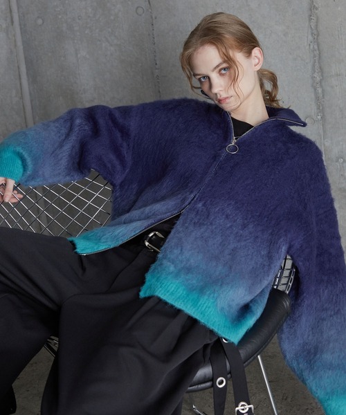 SERACE(セラス)の「【SERACE】Loose shaggy gradation drivers knit / ルーズシャギーグラデーションドライバーズニット(ニット/セーター・メンズ・ホワイト/ブラック/ブルー・L/M/S)」の11枚目の写真