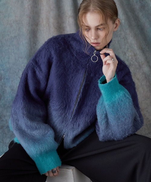 SERACE(セラス)の「【SERACE】Loose shaggy gradation drivers knit / ルーズシャギーグラデーションドライバーズニット(ニット/セーター・メンズ・ホワイト/ブラック/ブルー・L/M/S)」の13枚目の写真