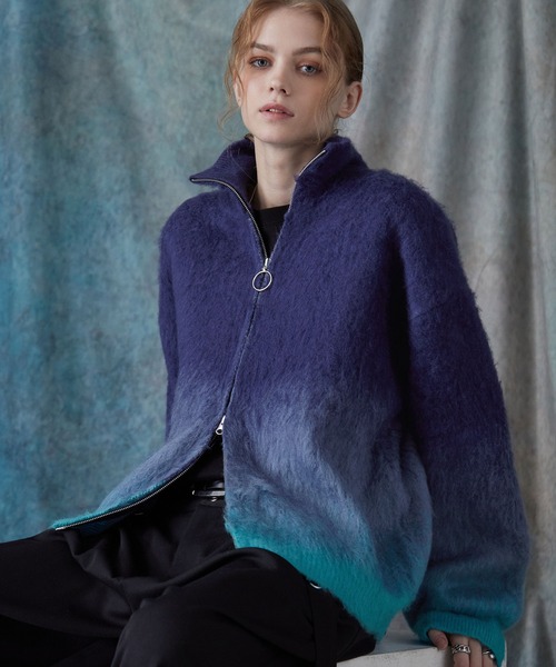 SERACE(セラス)の「【SERACE】Loose shaggy gradation drivers knit / ルーズシャギーグラデーションドライバーズニット(ニット/セーター・メンズ・ホワイト/ブラック/ブルー・L/M/S)」の14枚目の写真