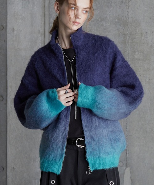 SERACE(セラス)の「【SERACE】Loose shaggy gradation drivers knit / ルーズシャギーグラデーションドライバーズニット(ニット/セーター・メンズ・ホワイト/ブラック/ブルー・L/M/S)」の4枚目の写真