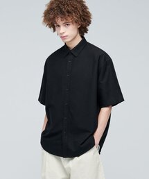 特大オックスフォード半袖シャツ[ブラック]