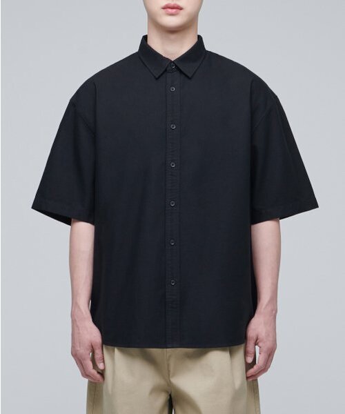 MUSINSA STANDARD（ムシンサスタンダード）の「特大オックスフォード半袖シャツ[ブラック]（シャツ/ブラウス・メンズ・その他・SMALL/MEDIUM/LARGE/X-LARGE/XX-LARGE）」の6枚目の写真