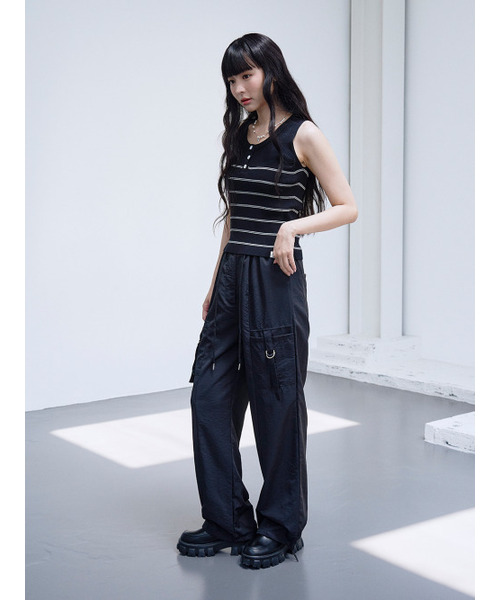 THE GREEN LAB（ザグリーンラボ）の「ストライプスリーブレスボタントップ[ブラック]（Tシャツ/カットソー・レディース・その他・FREE）」の7枚目の写真