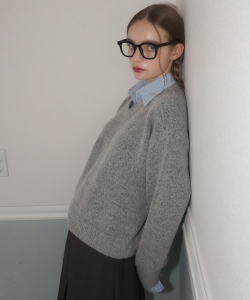 Birthday room（バースデイルーム）の「衿付きもちもちニット/soft knit with collar（ニット/セーター・レディース・グレー/ネイビー・FREE）」の11枚目の写真