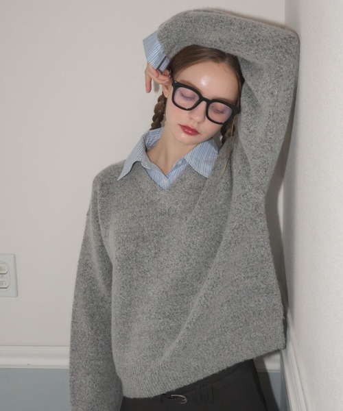 Birthday room（バースデイルーム）の「衿付きもちもちニット/soft knit with collar（ニット/セーター・レディース・グレー/ネイビー・FREE）」の12枚目の写真