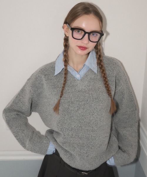 Birthday room（バースデイルーム）の「衿付きもちもちニット/soft knit with collar（ニット/セーター・レディース・グレー/ネイビー・FREE）」の13枚目の写真