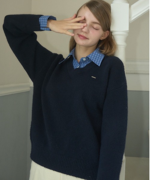 Birthday room（バースデイルーム）の「衿付きもちもちニット/soft knit with collar（ニット/セーター・レディース・グレー/ネイビー・FREE）」の18枚目の写真