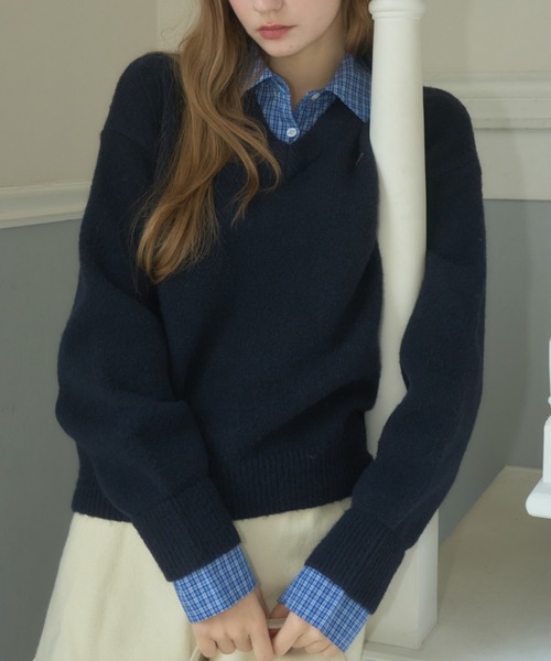 Birthday room（バースデイルーム）の「衿付きもちもちニット/soft knit with collar（ニット/セーター・レディース・グレー/ネイビー・FREE）」の20枚目の写真