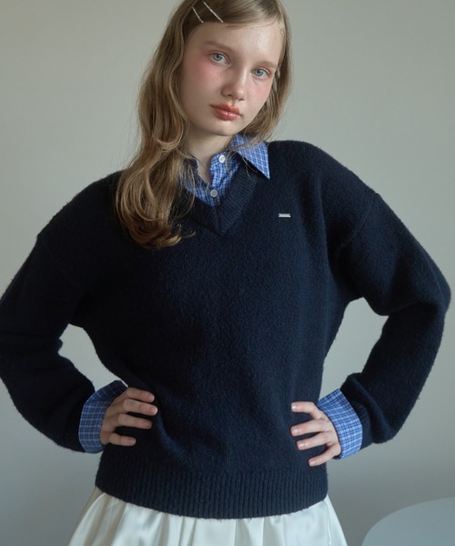 Birthday room（バースデイルーム）の「衿付きもちもちニット/soft knit with collar（ニット/セーター・レディース・グレー/ネイビー・FREE）」の9枚目の写真
