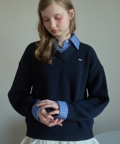 Birthday room（バースデイルーム）の「衿付きもちもちニット/soft knit with collar（ニット/セーター・レディース・グレー/ネイビー・FREE）」の8枚目の写真