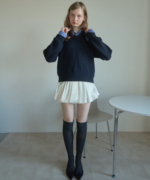 Birthday room（バースデイルーム）の「衿付きもちもちニット/soft knit with collar（ニット/セーター・レディース・グレー/ネイビー・FREE）」の4枚目の写真