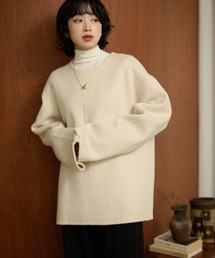 wool back zip oversize tops /ウールバックジップオーバーサイズトップス