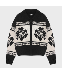 ROCKCAKE（ロックケーキ）の「Flower Cowichan Cardigan - Black/Beige（カーディガン/ボレロ）」