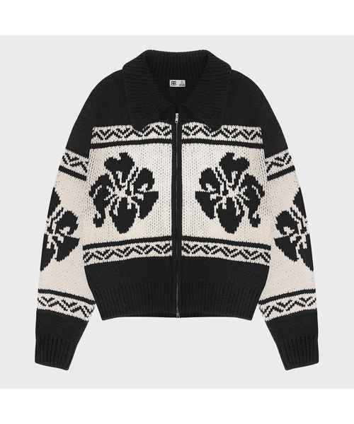 ROCKCAKE(ロックケーキ)の「Flower Cowichan Cardigan - Black/Beige(カーディガン/ボレロ・レディース・その他・SMALL)」の1枚目の写真