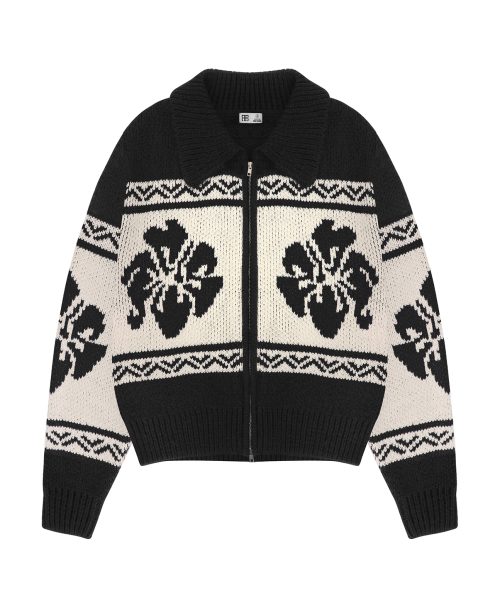 ROCKCAKE(ロックケーキ)の「Flower Cowichan Cardigan - Black/Beige(カーディガン/ボレロ・レディース・その他・SMALL)」の2枚目の写真