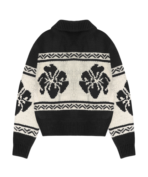 ROCKCAKE(ロックケーキ)の「Flower Cowichan Cardigan - Black/Beige(カーディガン/ボレロ・レディース・その他・SMALL)」の3枚目の写真