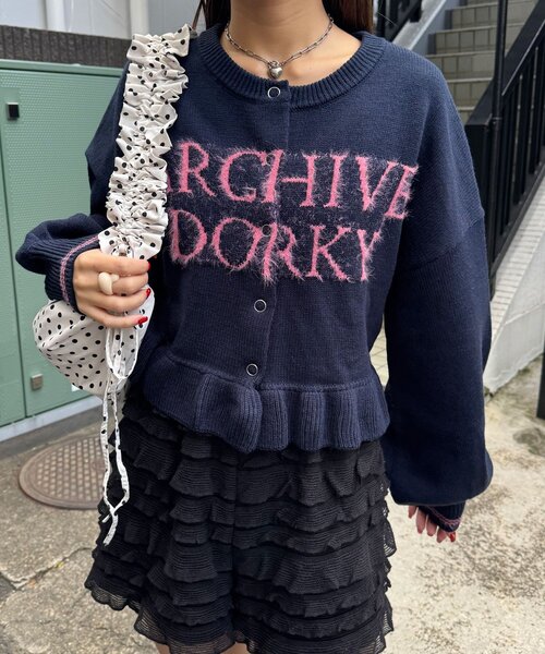 CIAOPANIC（チャオパニック）の「シャギー配色ロゴフリルニットカーディガン（カーディガン/ボレロ・レディース・イエロー/ネイビー/ブラウン/グリーン/グレー/ホワイト・ONE SIZE）」の19枚目の写真