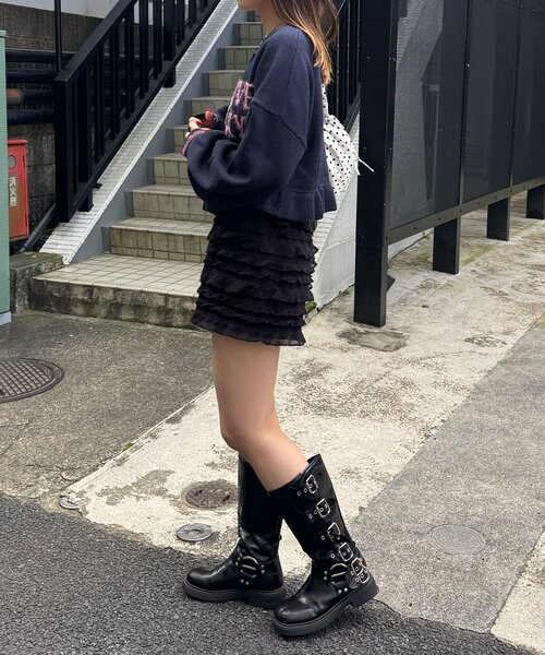 CIAOPANIC（チャオパニック）の「シャギー配色ロゴフリルニットカーディガン（カーディガン/ボレロ・レディース・イエロー/ネイビー/ブラウン/グリーン/グレー/ホワイト・ONE SIZE）」の22枚目の写真