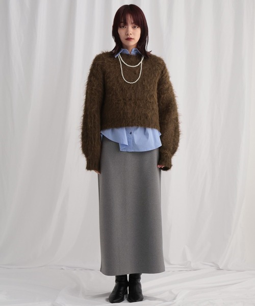 mysty woman（ミスティウーマン）の「ラウンドヘムレギュラーカラーシャツ 634889（シャツ/ブラウス・レディース・ブルー系その他/オフホワイト/サックスブルー・FREE）」の16枚目の写真