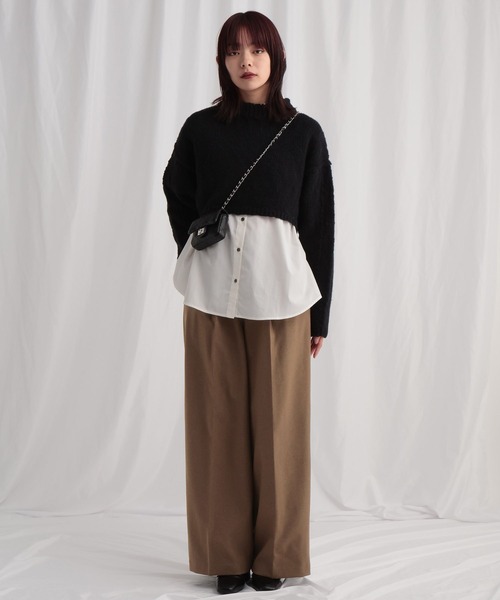 mysty woman（ミスティウーマン）の「ラウンドヘムレギュラーカラーシャツ 634889（シャツ/ブラウス・レディース・ブルー系その他/オフホワイト/サックスブルー・FREE）」の19枚目の写真