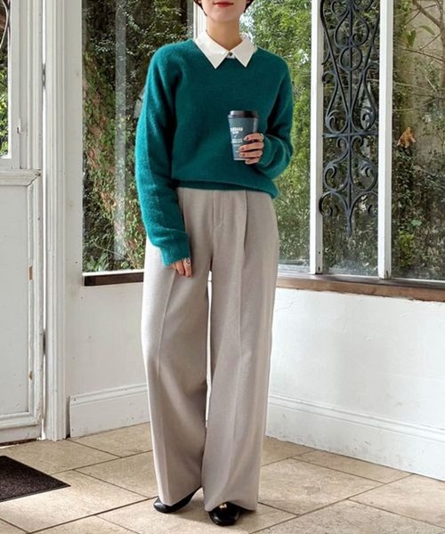 mysty woman（ミスティウーマン）の「ラウンドヘムレギュラーカラーシャツ 634889（シャツ/ブラウス・レディース・ブルー系その他/オフホワイト/サックスブルー・FREE）」の22枚目の写真