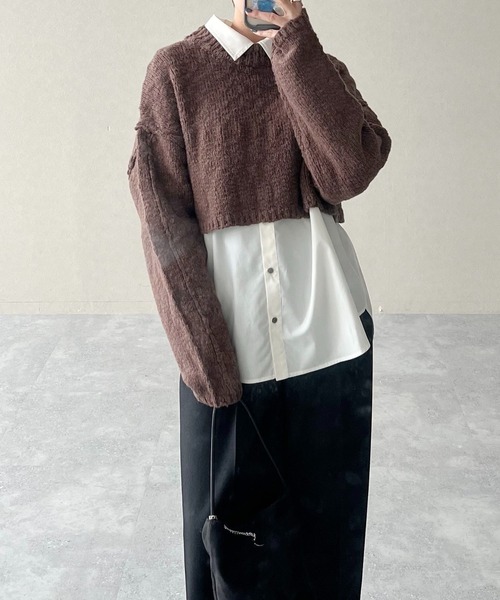 mysty woman（ミスティウーマン）の「ラウンドヘムレギュラーカラーシャツ 634889（シャツ/ブラウス・レディース・ブルー系その他/オフホワイト/サックスブルー・FREE）」の21枚目の写真