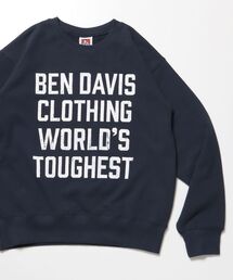 BEN DAVIS/WHITE LABEL | 【BEN DAVIS（ベンデイビス）】70'S FIT CRACK LOGO CREW / スウェット クルーネック 裏毛 長袖 短丈 ロゴプリント(スウェット)
