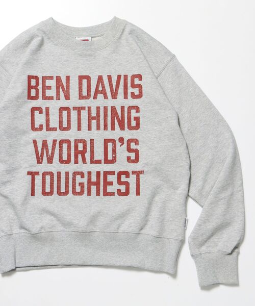 BEN DAVIS/WHITE LABEL（ベンデイビス ホワイトラベル）の「【BEN DAVIS（ベンデイビス）】70'S FIT CRACK LOGO CREW / スウェット クルーネック 裏毛 長袖 短丈 ロゴプリント（スウェット・メンズ・グレー/ブラック/ネイビー・X-LARGE/LARGE/MEDIUM）」の3枚目の写真