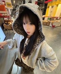 DEVICE（デバイス）の「ヒョウ柄 フード ジップ パーカー（パーカー）」