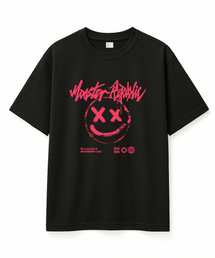 MONSTER REPUBLIC（モンスターリパブリック）の「スマイルパステルピンクTシャツブラック_8143（Tシャツ/カットソー）」