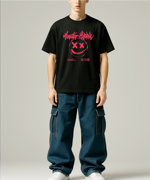MONSTER REPUBLIC（モンスターリパブリック）の「スマイルパステルピンクTシャツブラック_8143（Tシャツ/カットソー・レディース・その他・SMALL/MEDIUM/LARGE/X-LARGE）」の2枚目の写真