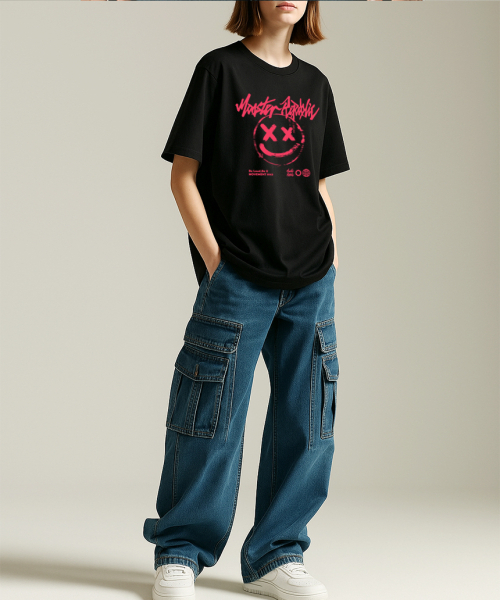 MONSTER REPUBLIC（モンスターリパブリック）の「スマイルパステルピンクTシャツブラック_8143（Tシャツ/カットソー・レディース・その他・SMALL/MEDIUM/LARGE/X-LARGE）」の5枚目の写真